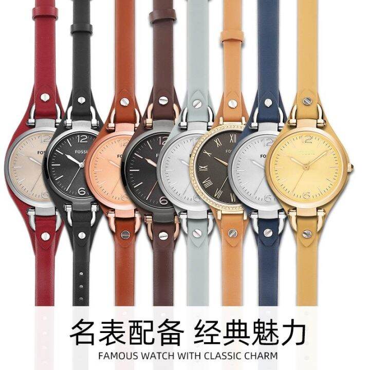 fossil-สายนาฬิกาหนังวัวแท้หญิง-8-มม-สำหรับผู้หญิง-es3262-es3060-กันน้ำสายนาฬิกา