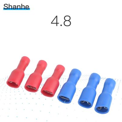50pcs Fully Insulated 4.8mm Female Spade Connector Crimp Terminal