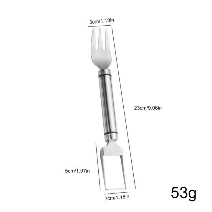 ส่งฟรี-ที่หั่นผลไม้แตงโมอุปกรณ์ตัดแบ่งแตงโมเครื่องสไลด์ส้อม2อิน1สแตนเลสสลัดผลไม้มีดส้อมผักผลไม้อุปกรณ์ทำครัว