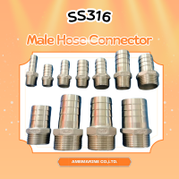 Male Hose Connector SS316 ข้อต่อท่อ หางปลาไหลสแตนเลส เกรด316  stainless steel joint  Hose Nipple STL316 BSPT