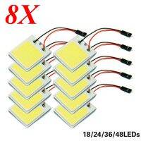 4/8ชิ้นอุปกรณ์ตกแต่งภายในรถยนต์18/24/48 SMD T10 4W 12V COB ไฟ LED แผงตกแต่งภายในรถยนต์หลอดไฟรถแผงไฟรถยนต์ไฟโดม