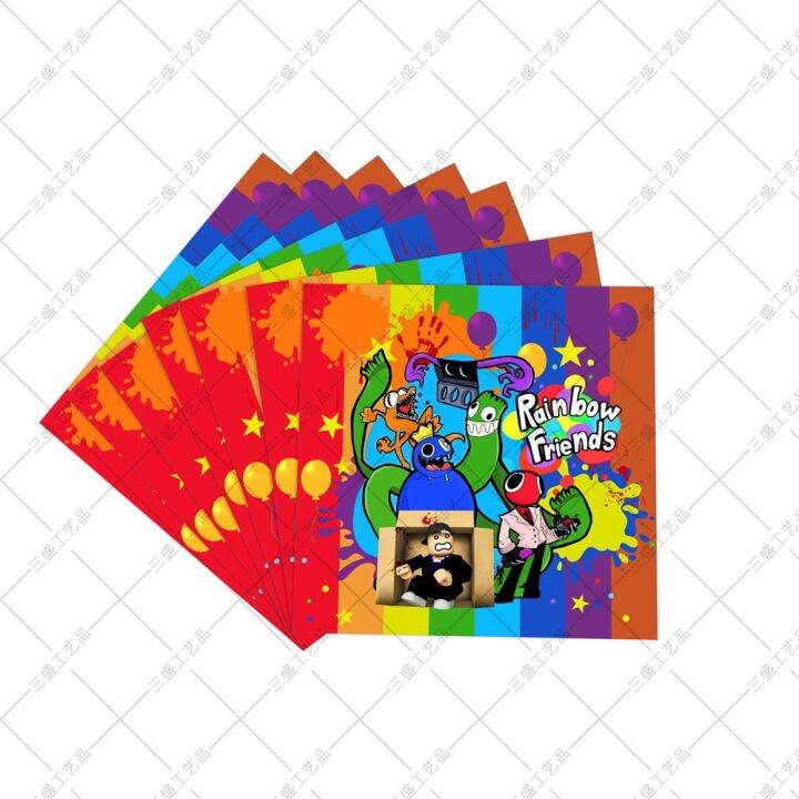 sy1-rainbow-friends-themed-paper-plate-tablecloth-birthday-flag-banner-napkins-party-decoration-set-ys1