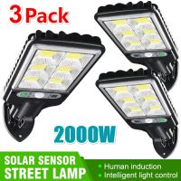 3 PACK COBSolar Light Outdoor Super Bright Solar Powered Lamp Sunlight Wall Light IP65 Waterproof PIR Motion Sensor Street Light Garden Decoration Gar