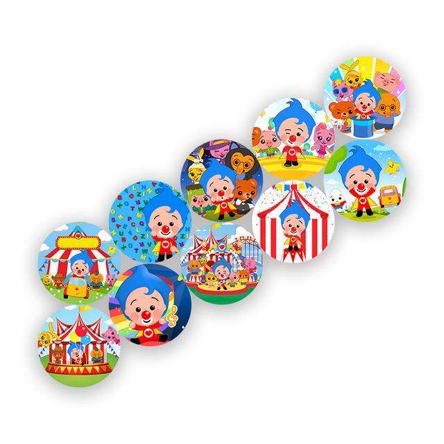 hot-dt-cartoon-plim-clown-theme-round-stickers-labels-kids-birthday-decorations-cookie-gifts-supplies