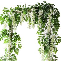 【hot】✸  2PCs Wisteria Artificial Flowers Hanging Garland Vine Rattan Fake String Silk for Garden Wedding Decoration