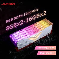 JUHOR แรม DDR4 RGB 16GBX2 8GBX2 3200เมกะเฮิรตซ์สองช่องทางที่น่าตื่นตาตื่นใจเดสก์ท็อป