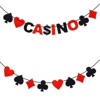 Game Banner Casino Party Decorations Nonwovens Hanging Poker Card Banner Las Vegas Playing Card Bunting Dorm Club Bar Casino