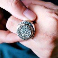 S925 silver Notre Dame ring men tide people in Europe and the wide ring offered simple atmospheric accessories ring —D0517