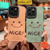 DSFGERGERRSS เคสโทรศัพท์มือถือหนังแกะ กันฝุ่น กันกระแทก ลายหน้ายิ้ม สําหรับ IPhone 14 13 11 12 Pro Max 7 8 Plus X XR XSMAX