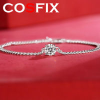 COSFIX 1กะรัต Moissanite Cuban สร้อยข้อมือผู้หญิง100 925เงินสเตอร์ลิงอัญมณีเครื่องประดับงานแต่งงาน Lab สร้อยคอเพชร