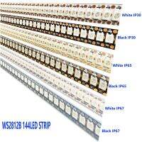 [Hot K] DC5V WS2812B สามารถระบุที่อยู่รายบุคคลได้ลูซแถบไฟ Led ไลท์5050 RGB 3Pin สมาร์ท144พิกเซลส์/เมตรสีดำสีขาว PCB IP30 IP65 IP67 1-2M