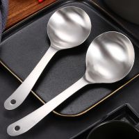 ▥❍ 304 Stainless Steel Round Rice Spoon Large Capacity Tablespoons Hot Pot Ramen Soup Scoop Tableware Kitchen Cooking Utensils