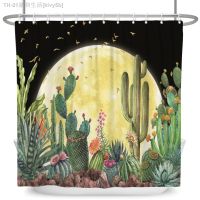 【CW】▤  Cactus Cartoon Shower Curtains Bathtub Decoration Polyester Curtain with Hooks