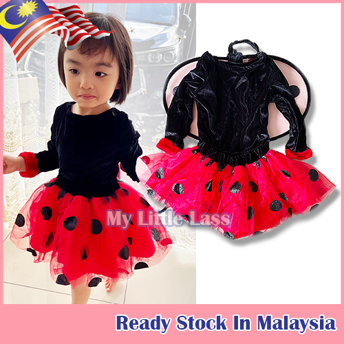 Kids Ladybird Ladybug Leotard Dress up Wings Pretend Play Insect Animal