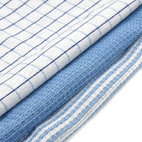 【cw】3PCS Cotton Kitchen Towel Dish Cleaning Towels Waffle Striped Cloth Absorbent Rag Scouring Pad Home Cleaning Tool Tea Cloth ！