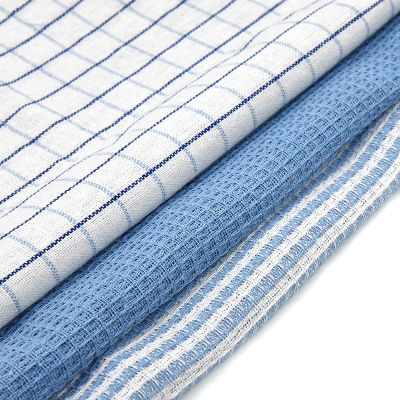 【cw】3PCS Cotton Kitchen Towel Dish Cleaning Towels Waffle Striped Cloth Absorbent Rag Scouring Pad Home Cleaning Tool Tea Cloth ！