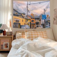 Japanese Style Tapestry Street Landscape Background Cloth for Bedroom Wall Hanging Blanket Home Dormitory Decor Tapestries