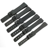 Tali jam tangan silikon 16mm 18mm 20mm untuk Casio W800H gelang Resin PU hitam SGW400 F91W F84 F105/108/A158/168 AE1200/1300