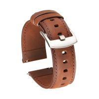 ✓ Retro Genuine Leather Watchband Quick Release Smartwatch Band Watch Accessories Crazy Horse Soft Wrist Straps 20mm 22mm
