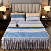 [COD] mat bed three-piece summer ice silk soft can be washed and folded 1.2 meters air-conditioning 1.5 free shipping