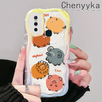 เคส Chenyyyka สำหรับ VIVO S7 V20 Pro V15 Pro ขอบลายการ์ตูนรูปสวนสัตว์ที่น่ารักเคสโทรศัพท์โปร่งใสกันกระแทกสีสันสดใสเนื้อครีมปลอกซิลิโคนใสป้องกันเลนส์กล้องเคสนิ่ม