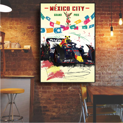 เม็กซิโก City Grand Prix F1รถโปสเตอร์ผ้าใบพิมพ์ภาพวาดตกแต่งบ้าน Wall Art Poste งานศิลปะของขวัญสำหรับห้องนั่งเล่น