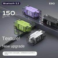 2023 E90 TWS หูฟังชนิดใส่ในหู,หูฟัง5.3บลูทูธแบบไร้สายโปร่งใสหูฟังหูฟังเพลงย้อนยุคจอแสดงผลดิจิตอลใหม่