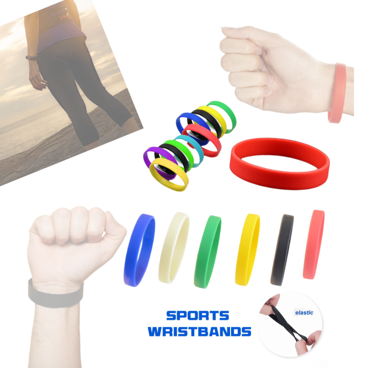 Silicone Rubber Wristband Flexible Wrist Band Cuff Bracelet Sports