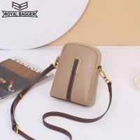 Royal Bagger Women Small Phone Bag Genuine Cow Leather Fashion Shell Purse Lady Crossbody Shoulder Sling Bags Contrasting Color