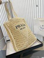 กระเป๋ากระเป๋าโท้ทหลอดถักทอ PRADA สำหรับผู้หญิงเกรด2023ฤดูร้อนใหม่กระเป๋าสลิงสำหรับดีไซน์แบรนด์สุดหรูความจุเยอะของผู้ชาย1:1คุณภาพสูง