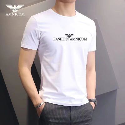 Armanii เสื้อยืดแขนสั้นสำหรับผู้ชาย,2023แฟชั่นใหม่เสื้อผ้าสีขาวทรงหลวมลำลองของผู้ชายฤดูร้อน