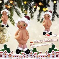 2/4PCS Christmas Funny Naked Santa Claus Hanging Pendant Male amp;Female Santa Tree 2022 NEW Year Resin Gifts Home Party Decoration