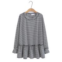 【มีไซส์ใหญ่】Plus Size Womens Striped Muslimah Fashion Shirts Oversized A-line Female Tops