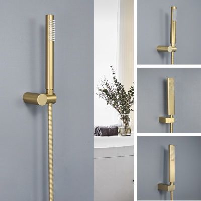 Brushed Gold Hand Shower Bathroom Handhold Water Saving Shower Head Round Square Wall Mount Holder Shower Hose Bath Hand Sprayer Showerheads