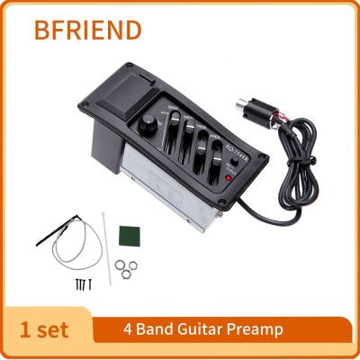 Professional 4 Band Acoustic Guitar Preamp Amplifier EQ 7545R Pickup 6.5MM Output Acoustic Guitar Acceseories Drop Shipping Guitar Bass Accessories