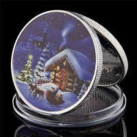 2022 Merry Christmas Santa Claus And Deer Silver Christmas Gift New Year Home Decoration Collectibles Coin