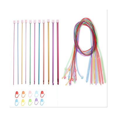 1Set Tunisian Crochet Hooks Set 3.5-12 mm Plastic Cable Weave Knitting Needle Set Aluminum