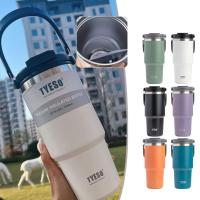 Tyeso Tumbler Thermos 304 Stainless Steel Vacuum Flask Outdoor Water to Easy Carry Bottle Capacity 900ML Handle Large Portable A3X0