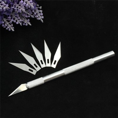 【YF】 1 Set/ Metal Handle Scalpel Tool Craft Cutter Pen Engraving Hobby   6 Pcs Blade for Phone Laptop Repair