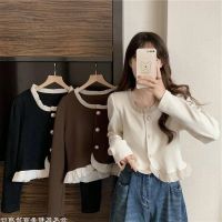 French corduroy stitching shirt female 2023 qiu dong with western style restoring ancient ways cardigan agaric side small sweet wind coat female