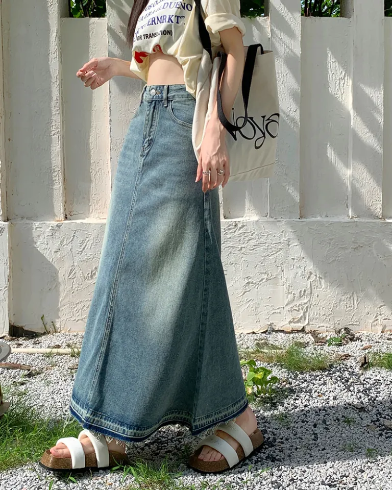 Top 162+ aline long denim skirts best - noithatsi.vn