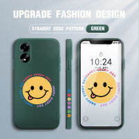 เคสโทรศัพท์สำหรับ OPPO A18 A38น่ารักหน้าตาบูดบึ้งใบหน้าอีโมจิเคสโทรศัพท์ดีไซน์ด้านข้างรูปแบบขอบสี่เหลี่ยมของเหลวปลอกซิลิโคนคลุมทั้งหมดเคสป้องกันกล้อง