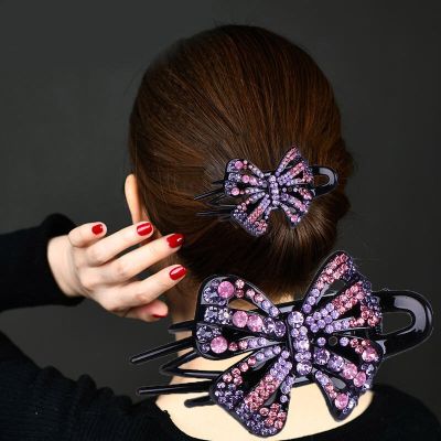 New Temperament Flower Rhinestone Duckbill Clip Bowknot Crystal Catch Clips Womens Fashion Hair Accessories
