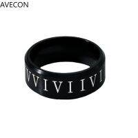 AVECON แหวนดิจิตอล8มม. สแตนเลสสุดสร้างสรรค์สไตล์โรมันแหวนแฟชั่นยุโรปและอเมริกา