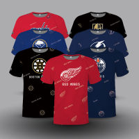 ใหม่ NHL แขนสั้นเสื้อยืด Wish ยุโรปและอเมริกาชุดฮ็อกกี้น้ำแข็งชุดฝึกผ้าตาข่ายพิมพ์ดิจิตอล3มิติ