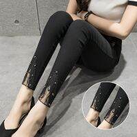 9XL 10XL Women Pencil Pants Spring Autumn Black High Waist Stretch Skinny Casual Lace Pants Pantalones Mujer Moda 2021