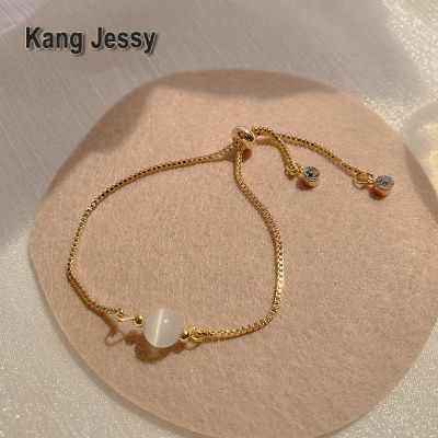 Kang Jessy ins สร้อยข้อมือโอปอลอินเทรนด์สำหรับผู้หญิงสร้อยข้อมือแบบดึงได้ระดับไฮเอนด์ดีไซน์เฉพาะสไตล์ญี่ปุ่นและเกาหลีเครื่องประดับมือสไตล์เรียบง่ายและเย็น