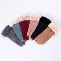 Women Winter Gloves Warm Touch Screen Black Fur Gloves Full Finger Mittens Driving Windproof Gloves Gants Hivers Femmale Guantes