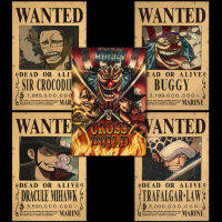 s Bounty Wanted โปสเตอร์4อะนิเมะ Luffy Gear 5Emperors Law เด็กตัวเลข Vintage ห้องนั่งเล่นสติ๊กเกอร์ตกแต่งผนัง Toys