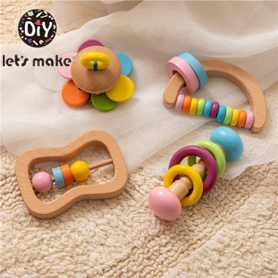 Let 39;s Make 0-12 Months HOT SALE baby rattle Toys Colorful Wooden Blocks Music Rattles Graphic Cognition Early Educational Toys F